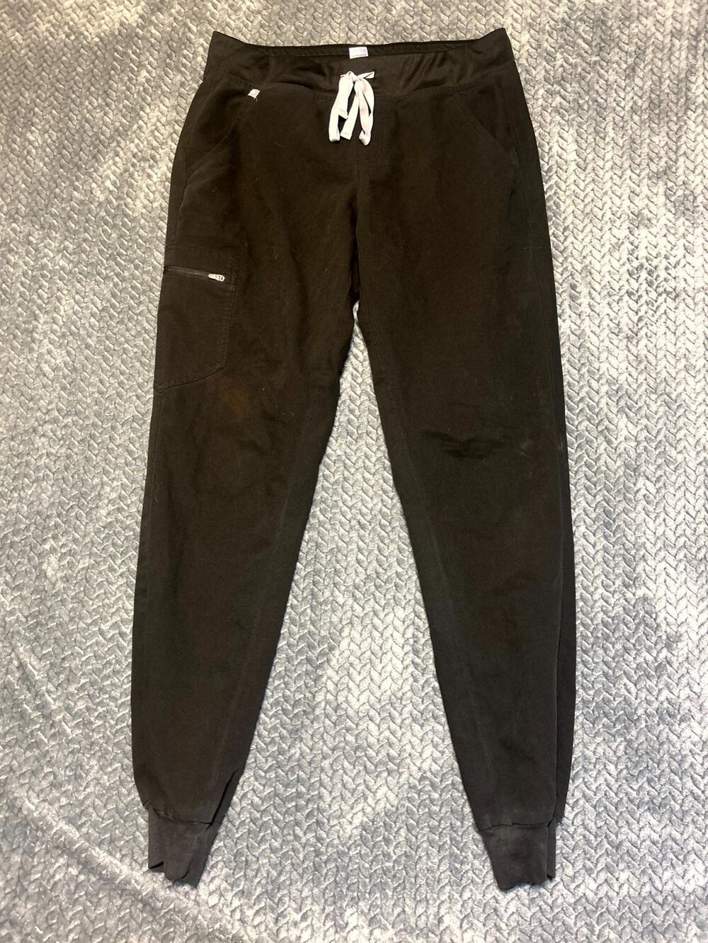 FIGS Zamora Jogger Scrub Pants Women Medium Black Medical Tapered Leg Drawstring